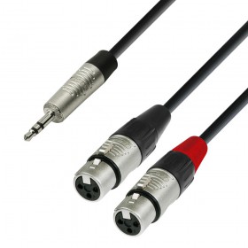 The K4YWFF0180, Audio cable with 3.5 mm stereo TRS plug and two female XLR plugs
