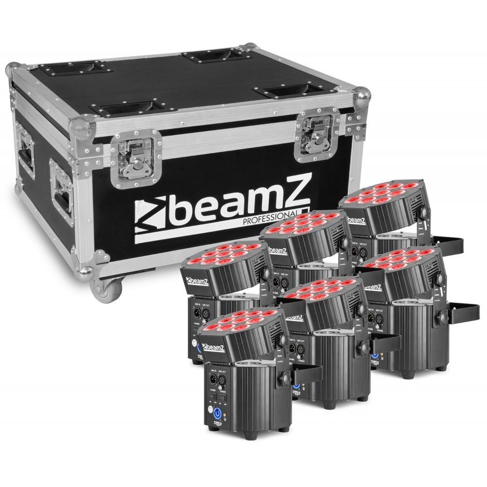 BeamZ Professional BBP60 - Uplighter Set, 6 stuks in Flightcase met lader