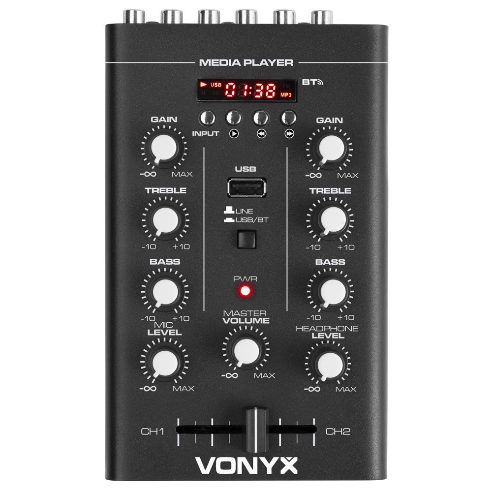 Bovenaanzicht mixer Vonyx STM500BT - 2-Kanaals Mixer USB/MP3/Bluetooth