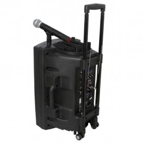 Ibiza Sound Port 12 UHF - Draagbare 12" speaker met Hoes, Bluetooth, USB en 2 draadloze vhf mic's achterkant