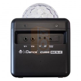 iDance Party Cube BC5-C Bluetooth karaoke systeem met lichtshow Achterkant en aansluitingen