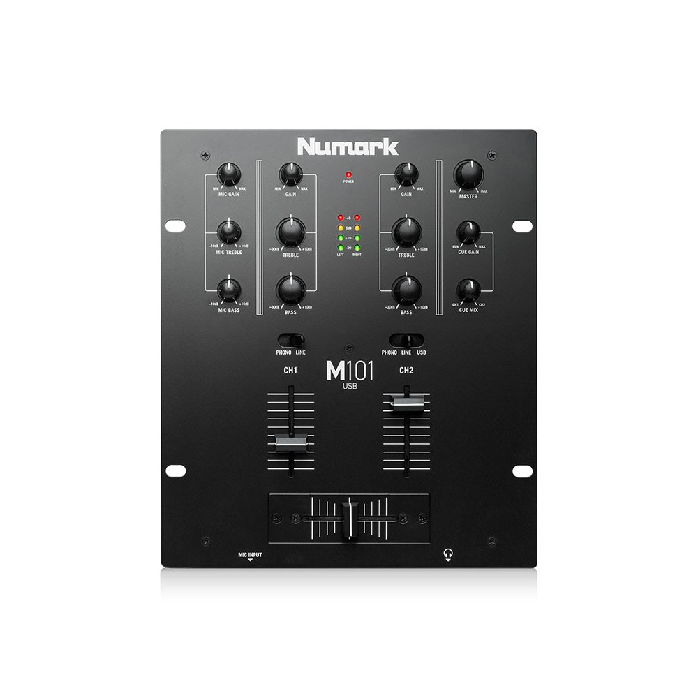 Numark M101USB 2 kanaals USB mixer / mengpaneel bovenkant bediening