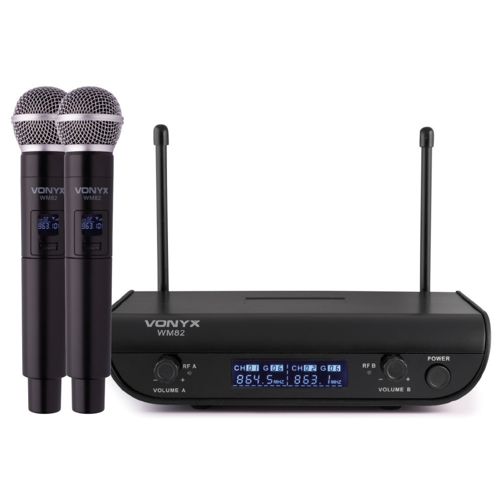 Vonyx WM82 - Digitaal UHF 2-Kanaals Draadloos Microfoonsysteem met 2 handmicrofoons - hoofdafbeelding