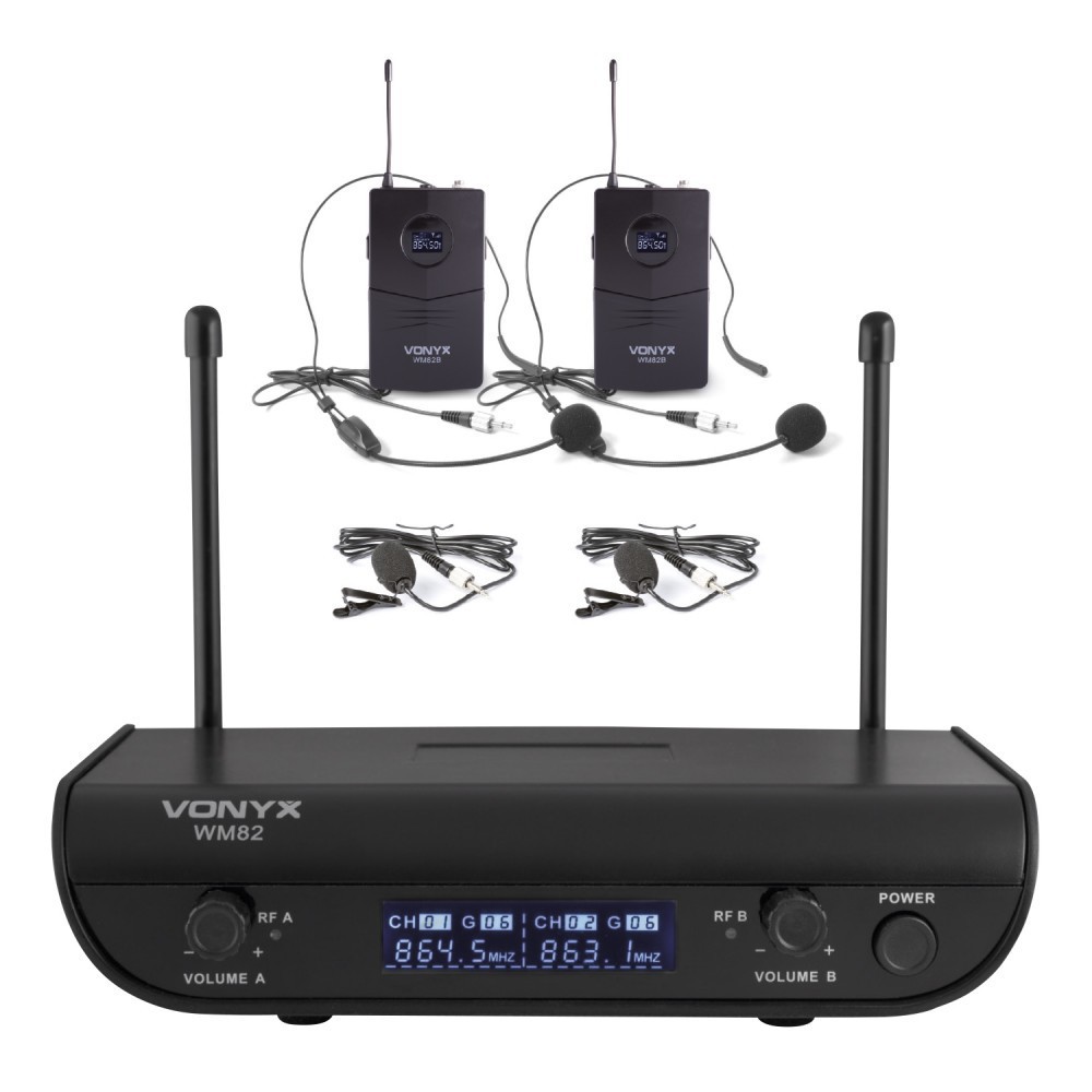 Vonyx WM82 - Digitaal UHF 2-Kanaals Draadloos Microfoonsysteem met 2 Bodypacks - hoofdafbeelding