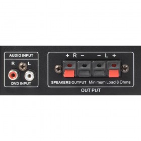 Skytronic AV-100 Stereo Karaoke versterker MP3 aansluitingen achterkant