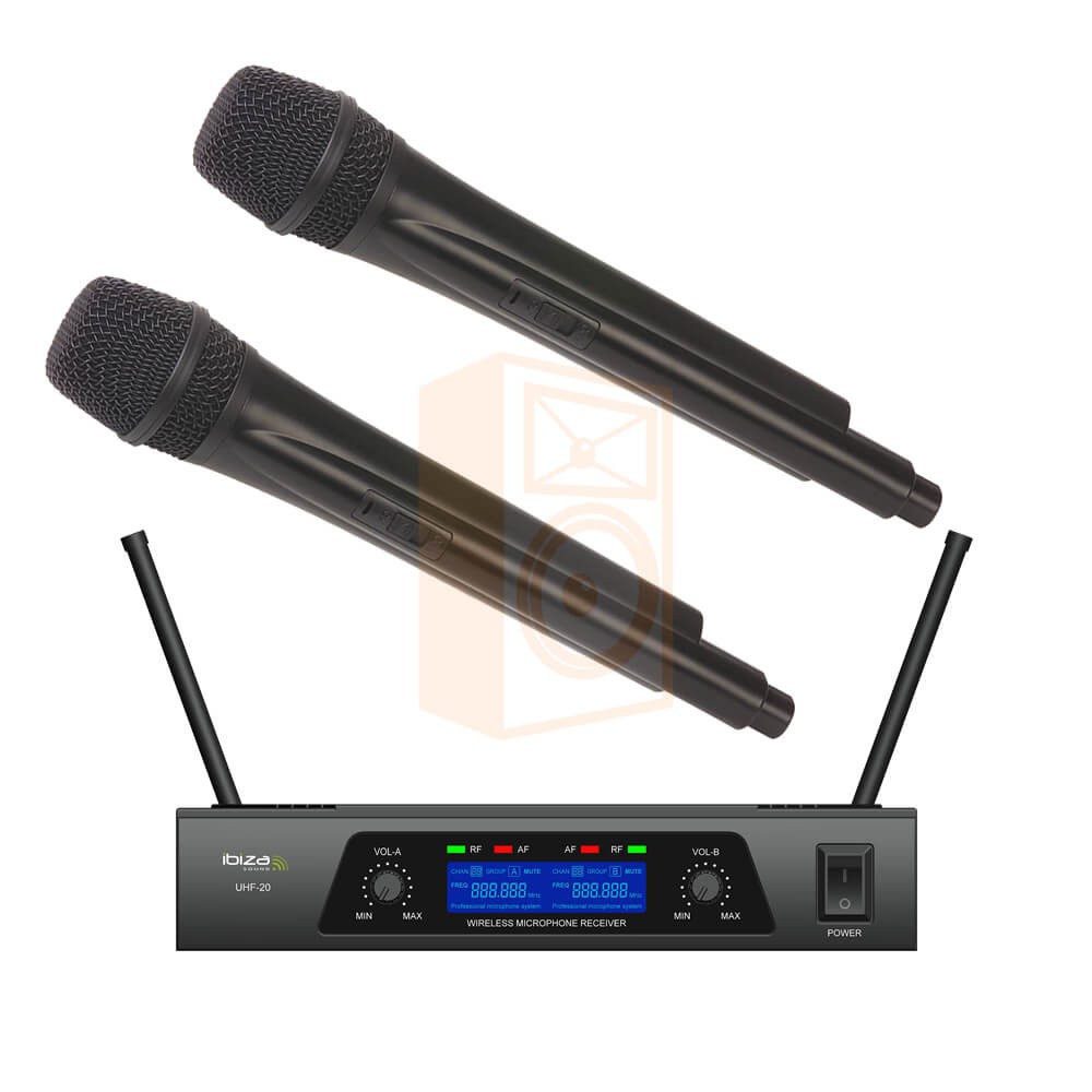 IBIZA Sound UHF20 2-Kanaals UHF Microfoonsysteem set - overzicht