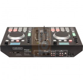 Aansluitingen achterkant Ibiza sound Ultra-station - DJ Set met2 Decks mixer en cd, usb en bluetooth