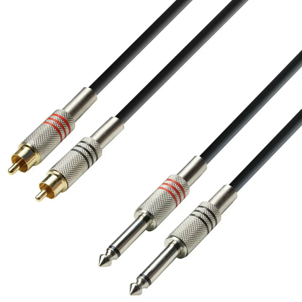 Adam Hall K3 TPC 0100 - 2x RCA mannelijk naar 2x 6.3 mm Jack mono 1m hoofdafbeelding kabels