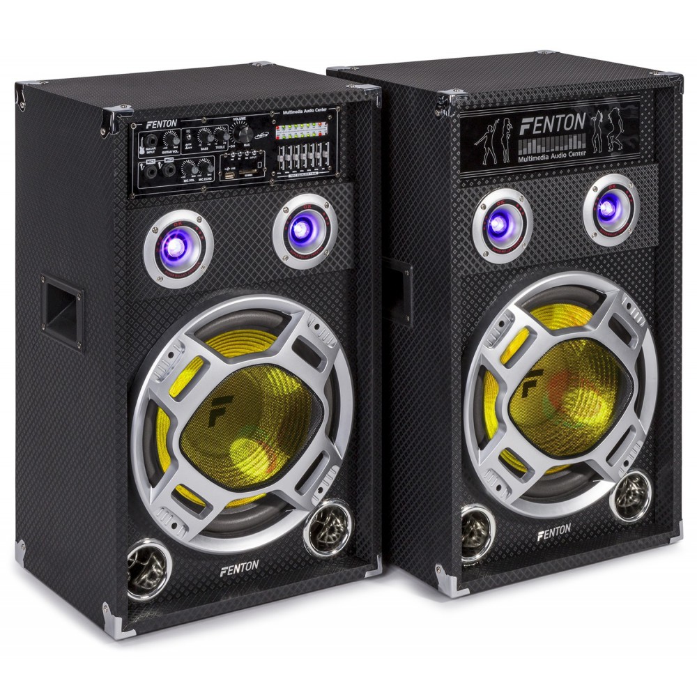 Fenton KA-12 Actieve Speakerset 12" USB/RGB LED 1200W - geel