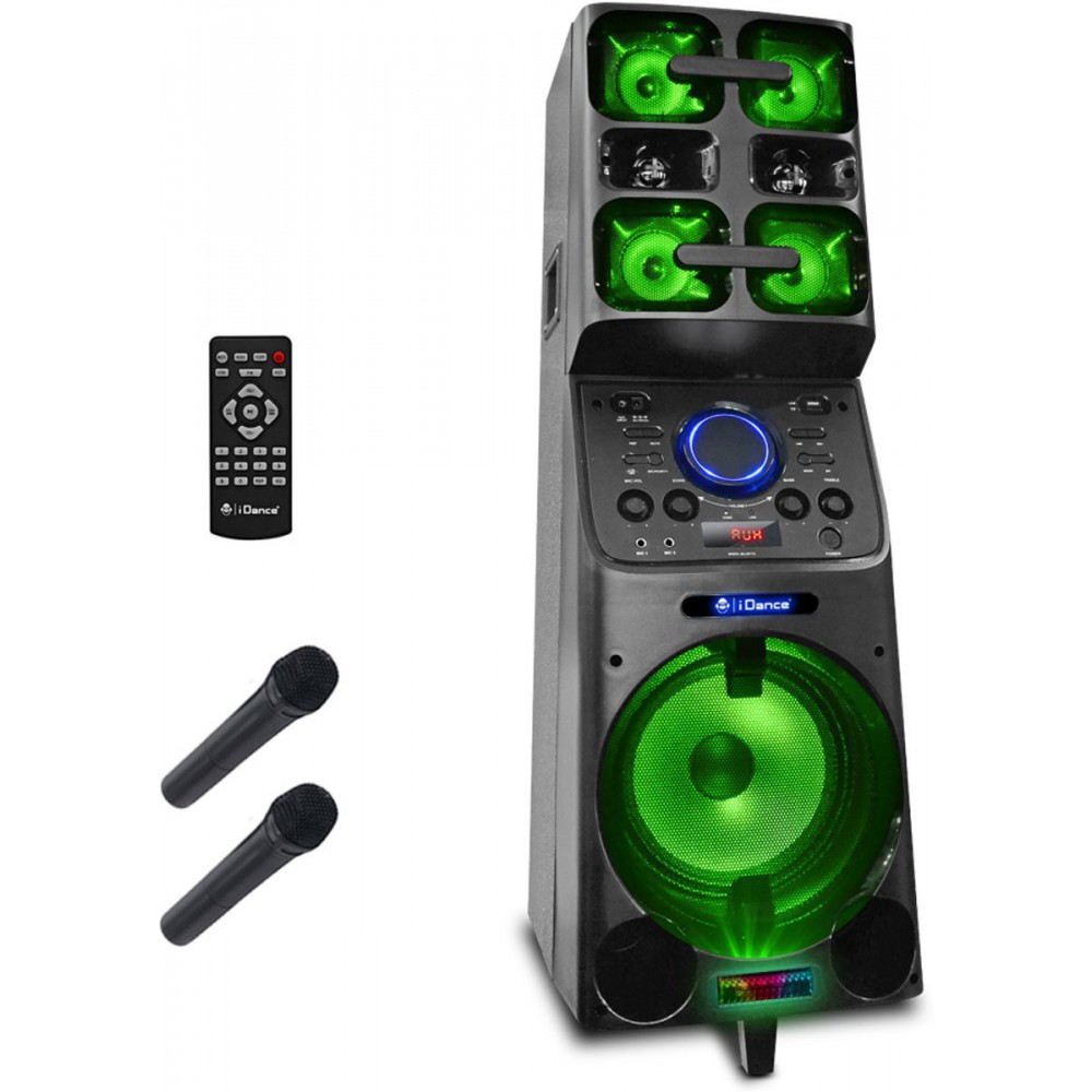 iDance Megabox 8000, 1000watt accu speaker set met 2 draadloze handmicrofoons en afstandsbediening (MB8000)