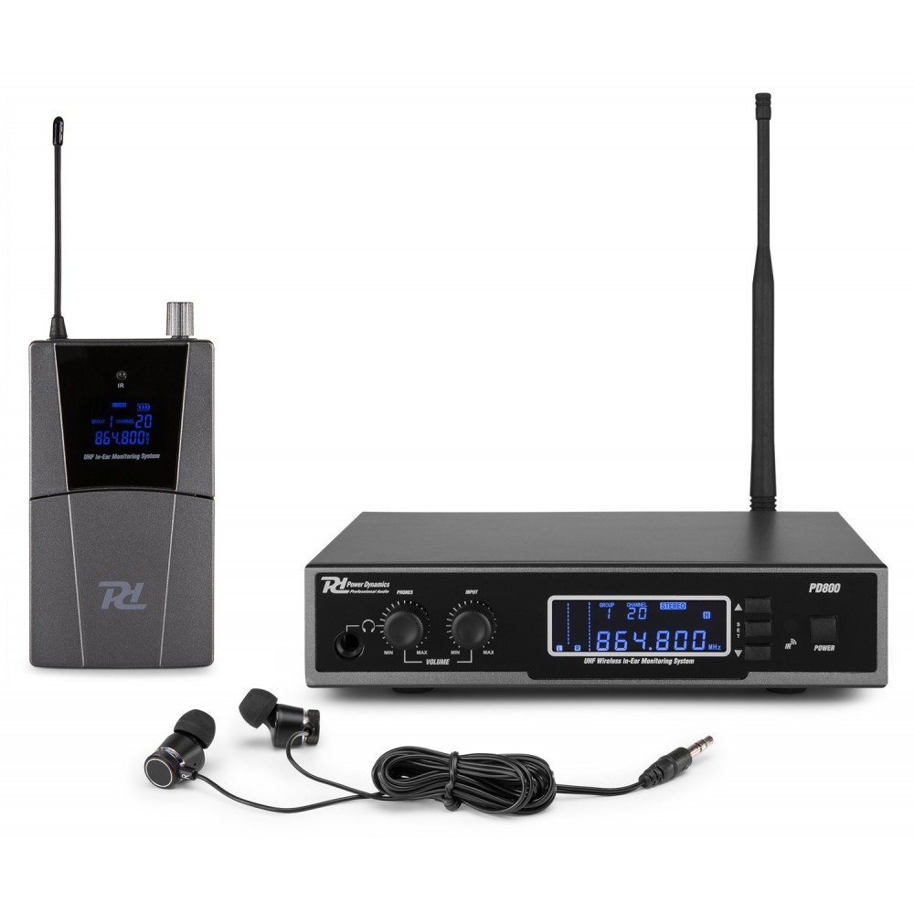 complete set Power Dynamics PD800 In Ear Monitoring Systeem UHF