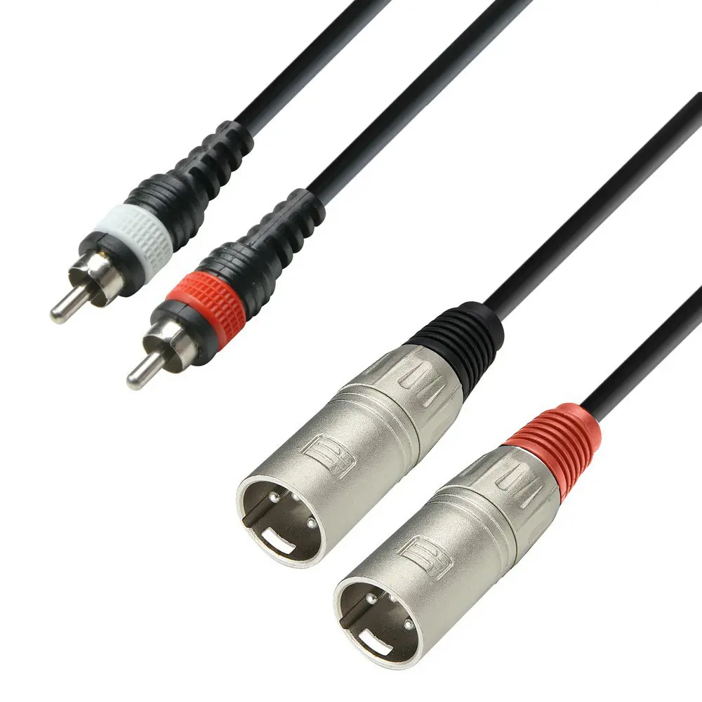 Adam Hall Cables K3 TMC 0600 - Audio Kabel Moulded 2 x RCA Male to 2 x XLR Male, 1, 3 of 6 meter