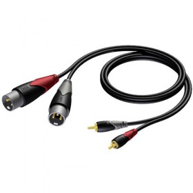 zwarte verloopkabel 2x RCA male naar 2x RCA male kabel