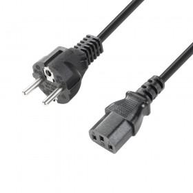 Adam Hall 8101 KB series - Stroom kabel 3x1,5mm² met C13/IEC connector naar CEE 7/7 - 0,5 tot 10 meter
