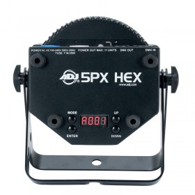 Achterkant zwarte American DJ 5PX HEX - 5x12 Watt 6-IN-1 HEX LED Par met DMX