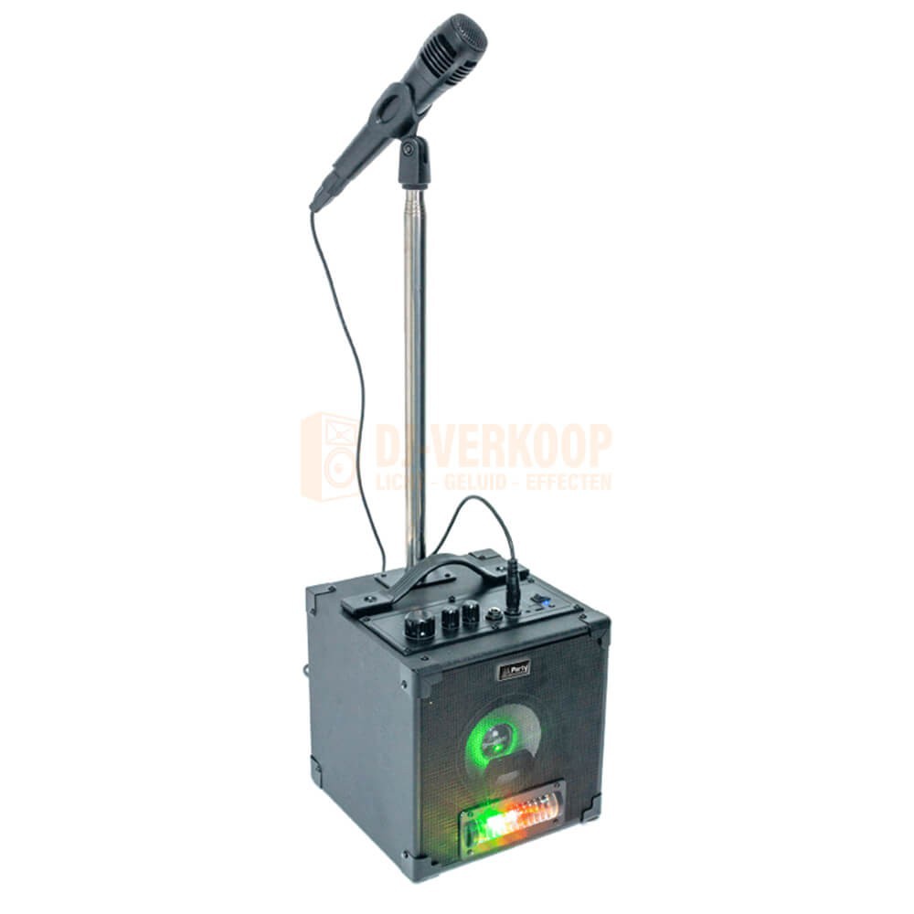 Party Light & sound Party-singer - Actieve karaoke set met LED lichteffect, microfoon & poot