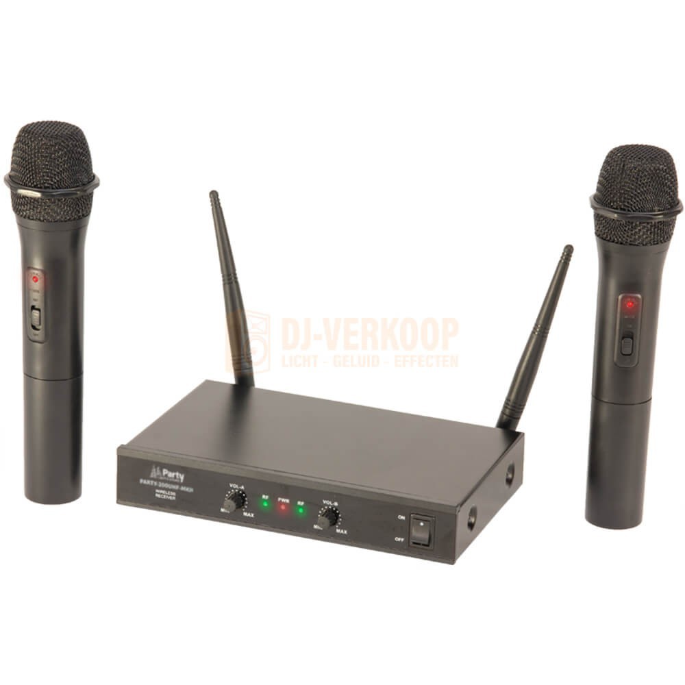 Microfoons 2x Party Light & sound PARTY-200UHF-MKII - Draadloos 2-kanaals UHF microfoon systeem