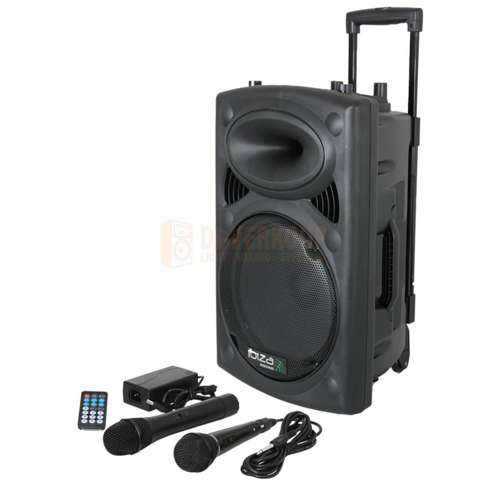 IBIZA Sound PORT10UHF-BT - Draagbaar stand-alone pa systeem met usb, vox, bluetooth, draadloze uhf & 1 bedrade microfoon
