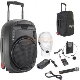 Ibiza Sound PORT12UHF-MKII - 12" Mobiel Alles in een geluidsysteem met Draadloze mic, USB en Bluetooth