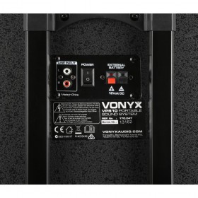 Achterkant Vonyx VPS10 Draagbaar Geluidssysteem 10'' met BT