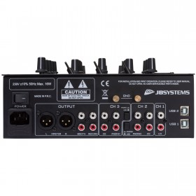 achterkant aansluitingen JB Systems BATTLE4-usb - DJ mixer, 9 ingangen op 4 kanalen