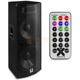Vonyx CVB215 - PA Speaker Active 2x 15” BT MP3 1600W met afstandsbediening
