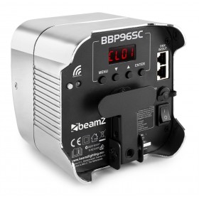 BeamZ BBP96SC - Batterij Uplight Par 6x12W op draadloos DMX achterkant op z'n zij