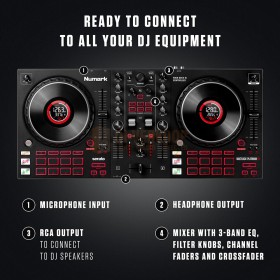Numark Mixtrack Platinum FX - 4-Deck DJ-controller met jogwheel-displays en FX-paddles klaar voor connectie