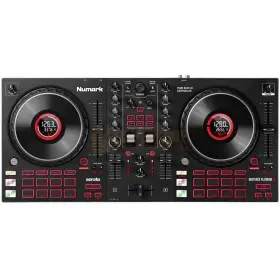 Numark Mixtrack Platinum FX - 4-Deck DJ-controller met jogwheel-displays en FX-paddles bovenkant