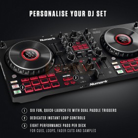 Numark Mixtrack Platinum FX - 4-Deck DJ-controller met jogwheel-displays en FX-paddles tour van je dj set