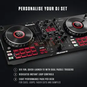 Numark Mixtrack Platinum FX - 4-Deck DJ-controller met jogwheel-displays en FX-paddles tour van je dj set