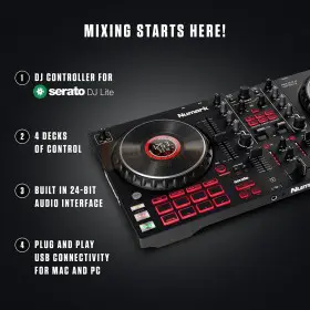 Numark Mixtrack Platinum FX - 4-Deck DJ-controller met jogwheel-displays en FX-paddles mixen start hier