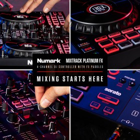 Numark Mixtrack Platinum FX - 4-Deck DJ-controller met jogwheel-displays en FX-paddles impressie foto's