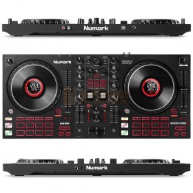 voor, achter en boven kant Numark Mixtrack Platinum FX - 4-Deck DJ-controller met jogwheel-displays en FX-paddles