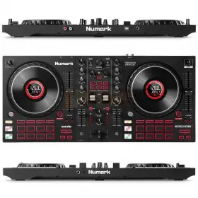 voor, achter en boven kant Numark Mixtrack Platinum FX - 4-Deck DJ-controller met jogwheel-displays en FX-paddles