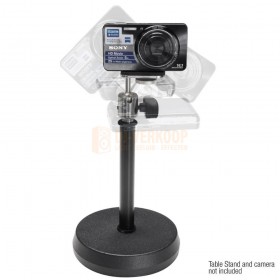 voorbeeld met camera Adam Hall Stands DCAM 1 - Camera mound voor op een microfoon statief