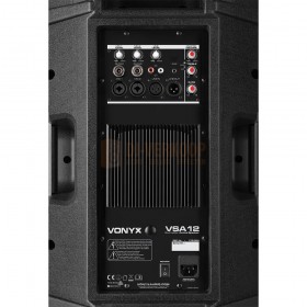 Aansluitingen - Vonyx VSA12 - Bi-Amplified Active Speaker 12" 800W