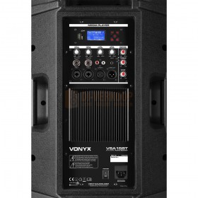 Aansluitingen - Vonyx VSA15 Bi-Amplified Active Speaker 15" 1000W