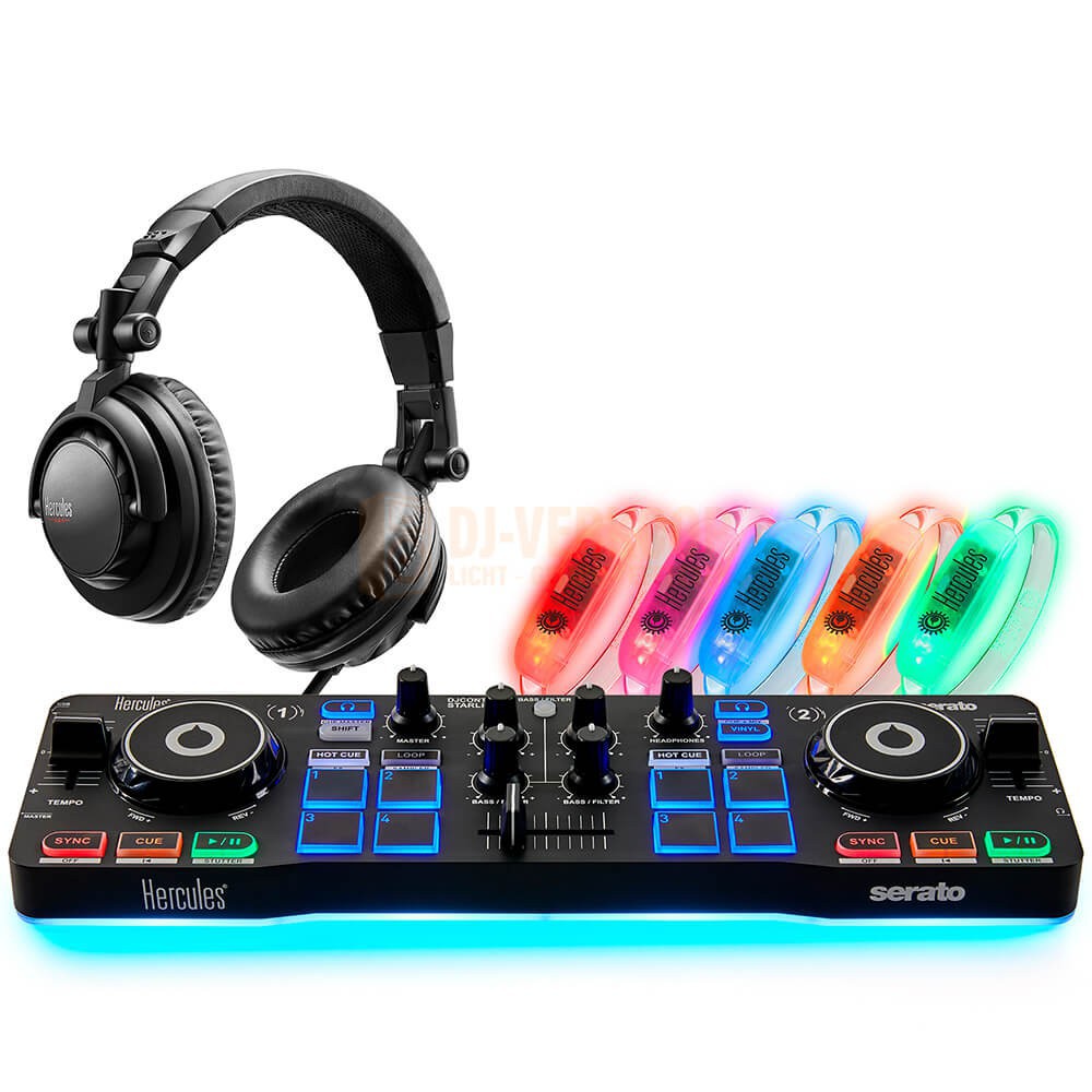 Hercules Party DJ Set - Party DJ set met hoofdtelefoon en 5 lichtgevende armbanden