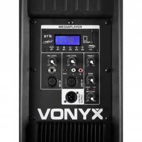 Vonyx AP215ABT Mobiele Actieve Speaker 2x 15" 1200W met USB en BT - aansluitingen en bediening