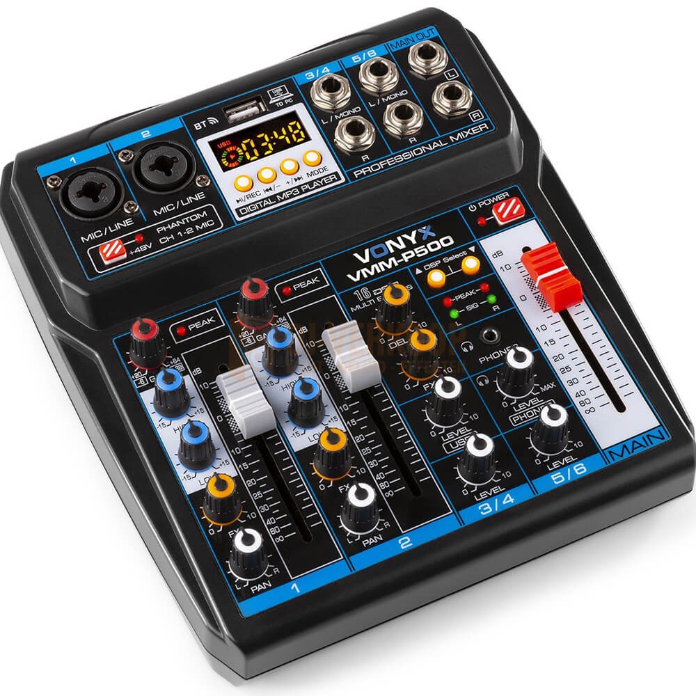 VONYX VMM-P500 - 4-kanaals Music Mixer met DSP, USB interface en MP3/BT Player