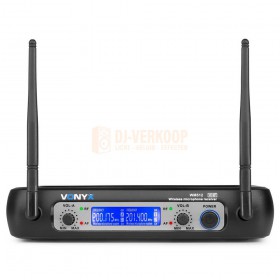 VONYX WM512H - 2-Kanaals VHF Draadloos Microfoonsysteem ontvanger zei kant