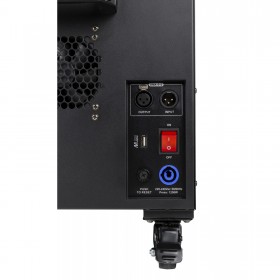 stroom en dmx aansluiting Briteq BT-H2FOG COMPACT - Ultrasone 1250W Laaghangende Mist-machine