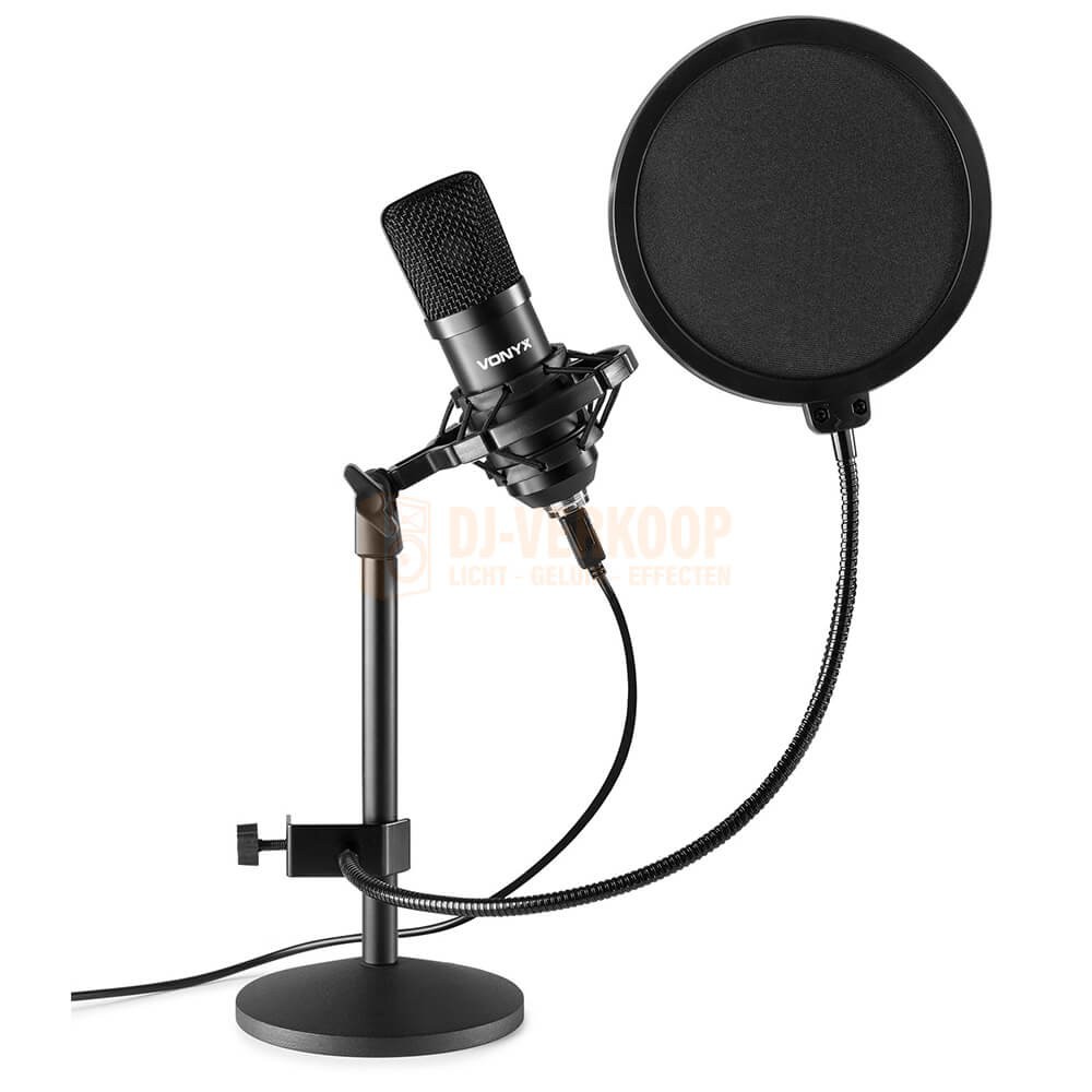 Vonyx - Studio Microfoon Set zwart met Stevige tafel