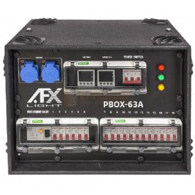 Voorkant - AFX Light PBOX-63A -  Verdeelkast 1 ingang 63A TRI / 18 schuko uitgangen
