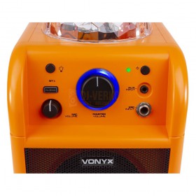 VONYX SBS50L - BT Karaoke Speaker LED Ball Oranje inputs