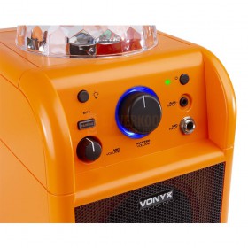 VONYX SBS50L - BT Karaoke Speaker LED Ball Oranje aansluitingen