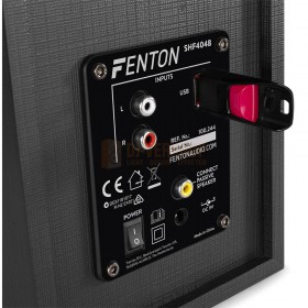 Fenton SHF404B - Powered BT Bookshelf Speakers 4” MP3 zijkant aansluiting