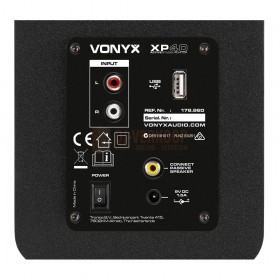 Vonyx XP40 - actieve studiomonitors (paar) 4" met USB en Bluetooth achterkant aansluitingen