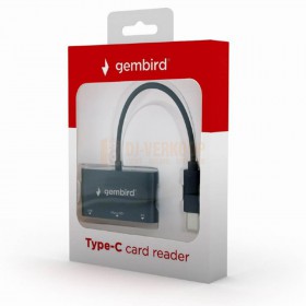 Gembird UHB-CR3-02 - USB Type-C combo SD-kaartlezer, zwart